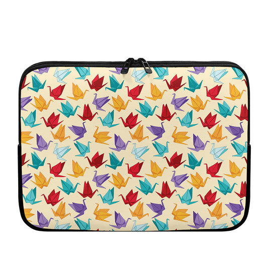 Colorful Origami Crane Pattern Print Laptop Sleeve