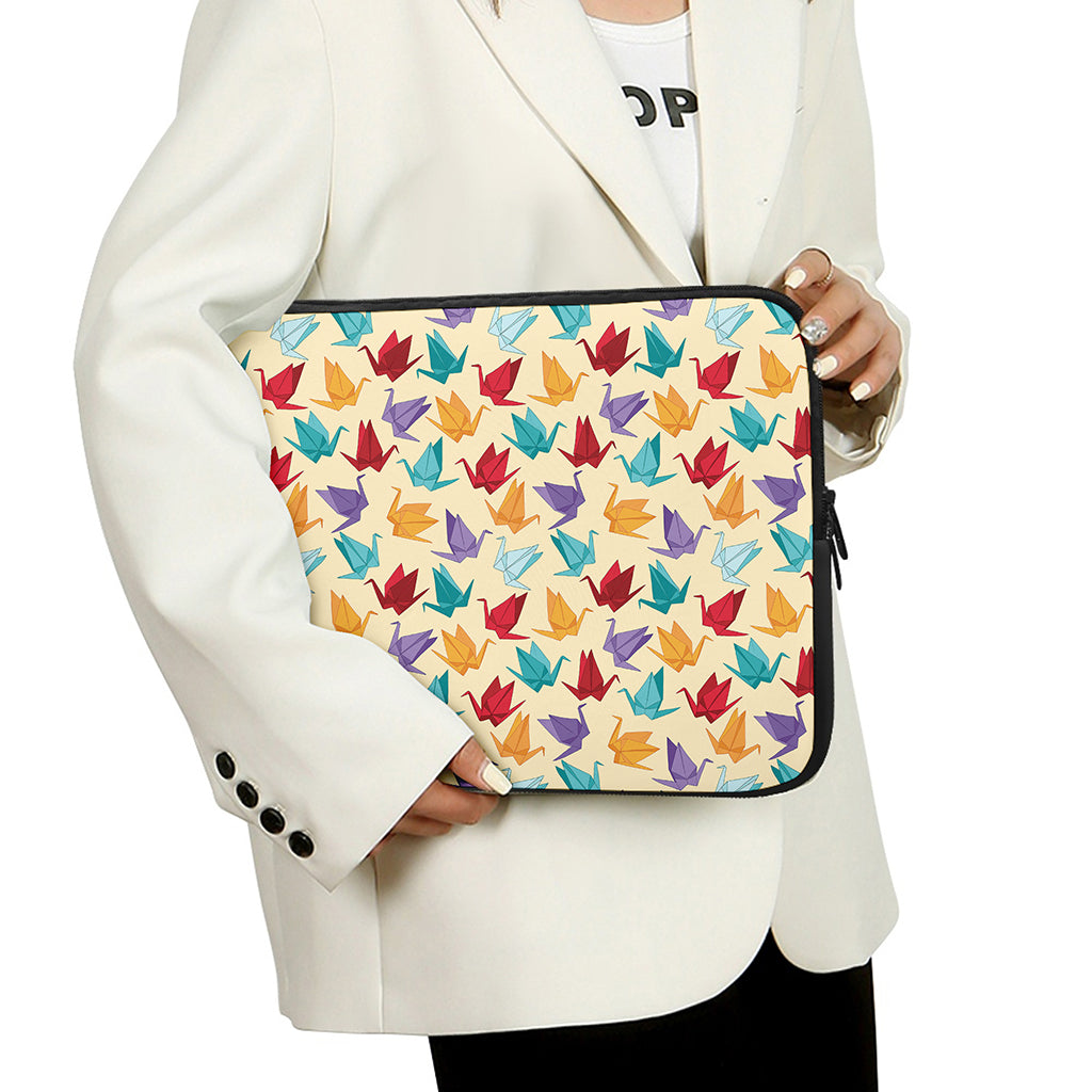 Colorful Origami Crane Pattern Print Laptop Sleeve