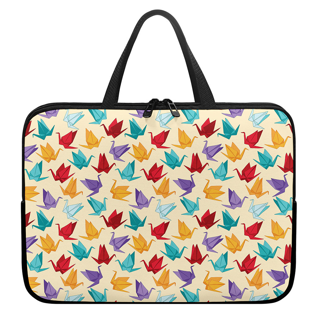 Colorful Origami Crane Pattern Print Laptop Sleeve With Handle