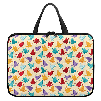 Colorful Origami Crane Pattern Print Laptop Sleeve With Handle