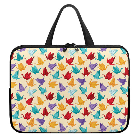 Colorful Origami Crane Pattern Print Laptop Sleeve With Handle
