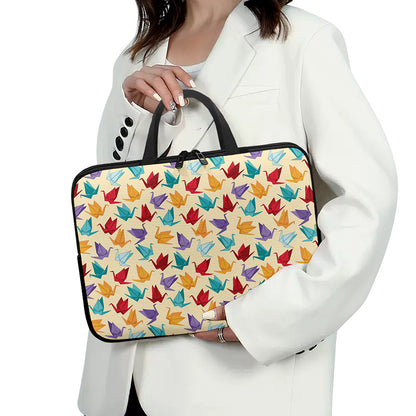 Colorful Origami Crane Pattern Print Laptop Sleeve With Handle