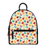 Colorful Origami Crane Pattern Print Leather Backpack
