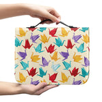 Colorful Origami Crane Pattern Print Leather Bible Cover