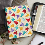 Colorful Origami Crane Pattern Print Leather Bible Cover