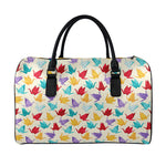 Colorful Origami Crane Pattern Print Leather Duffle Bag