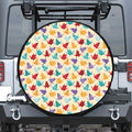 Colorful Origami Crane Pattern Print Leather Spare Tire Cover