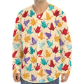 Colorful Origami Crane Pattern Print Long Sleeve Baseball Jersey