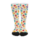 Colorful Origami Crane Pattern Print Long Socks
