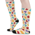 Colorful Origami Crane Pattern Print Long Socks