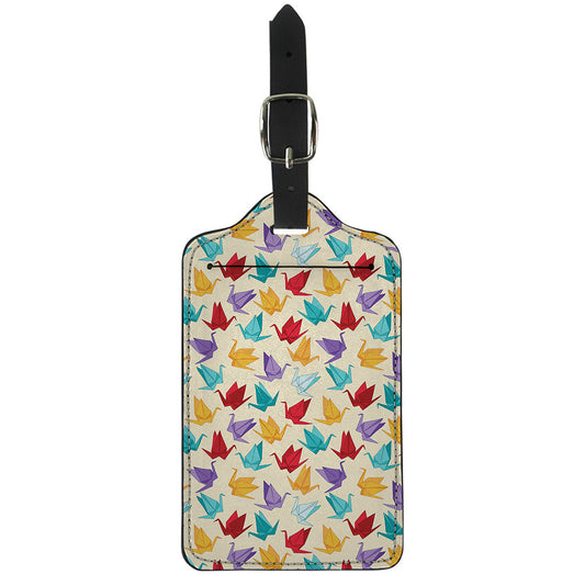Colorful Origami Crane Pattern Print Luggage Tag