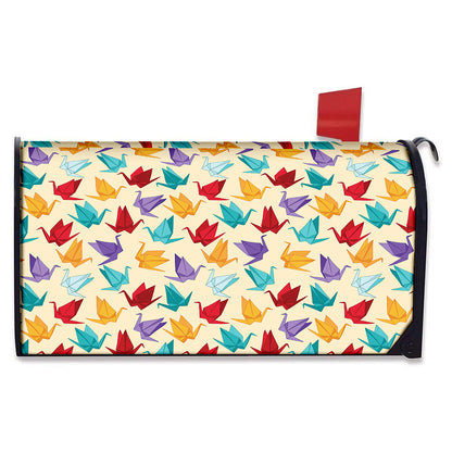 Colorful Origami Crane Pattern Print Mailbox Cover