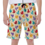 Colorful Origami Crane Pattern Print Men's Beach Shorts