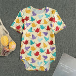 Colorful Origami Crane Pattern Print Men's Bodysuit