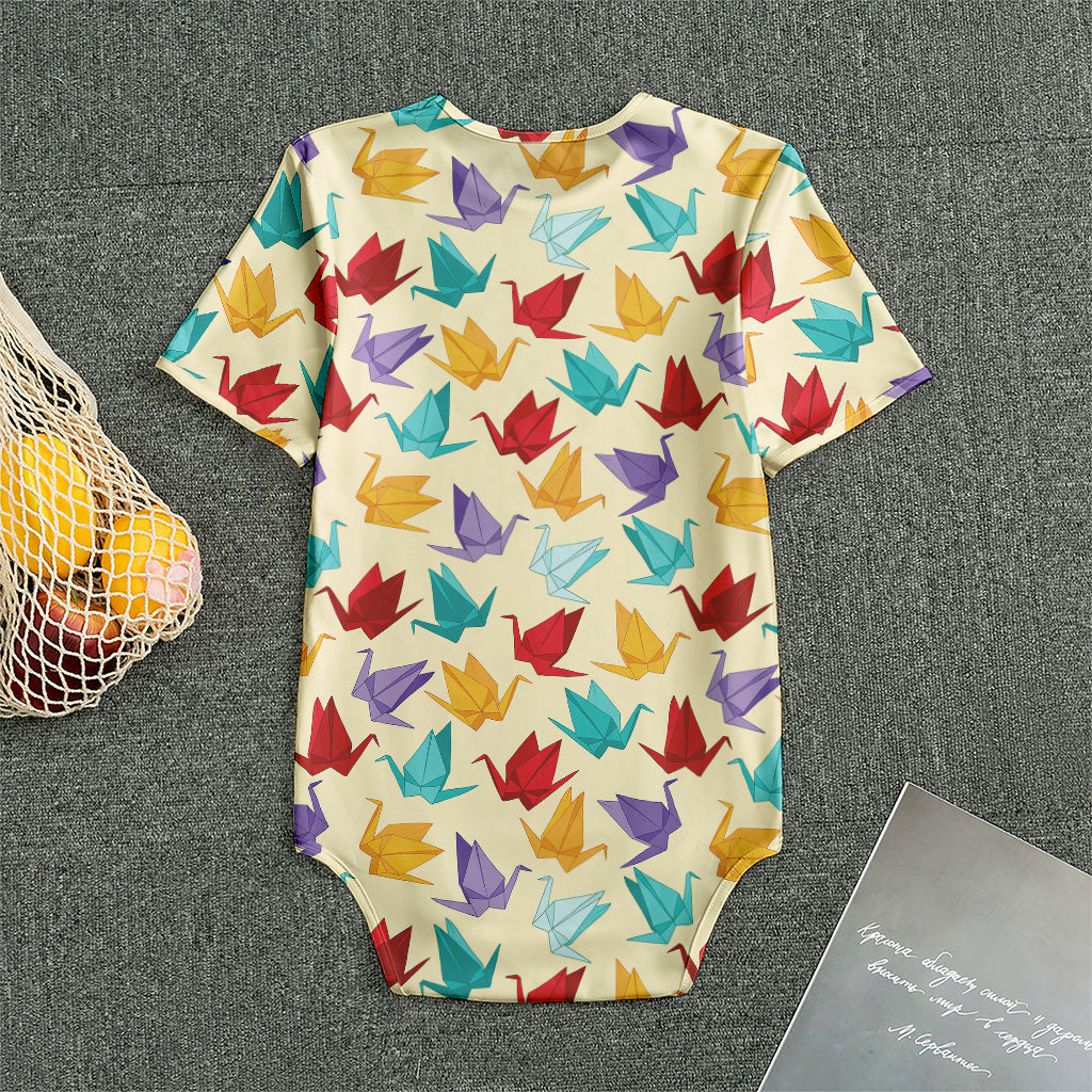 Colorful Origami Crane Pattern Print Men's Bodysuit