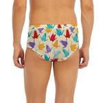 Colorful Origami Crane Pattern Print Men's Briefs