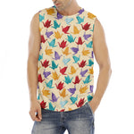 Colorful Origami Crane Pattern Print Men's Fitness Tank Top