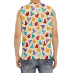 Colorful Origami Crane Pattern Print Men's Fitness Tank Top