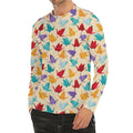 Colorful Origami Crane Pattern Print Men's Long Sleeve Rash Guard