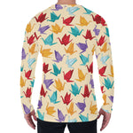 Colorful Origami Crane Pattern Print Men's Long Sleeve T-Shirt