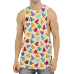 Colorful Origami Crane Pattern Print Men's Muscle Tank Top