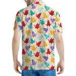 Colorful Origami Crane Pattern Print Men's Polo Shirt