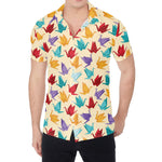 Colorful Origami Crane Pattern Print Men's Shirt