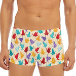 Colorful Origami Crane Pattern Print Men's Short Boxer Briefs