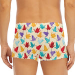 Colorful Origami Crane Pattern Print Men's Short Boxer Briefs