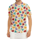 Colorful Origami Crane Pattern Print Men's Short Sleeve Rash Guard