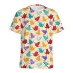 Colorful Origami Crane Pattern Print Men's Sports T-Shirt