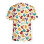 Colorful Origami Crane Pattern Print Men's Sports T-Shirt