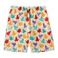 Colorful Origami Crane Pattern Print Men's Swim Trunks