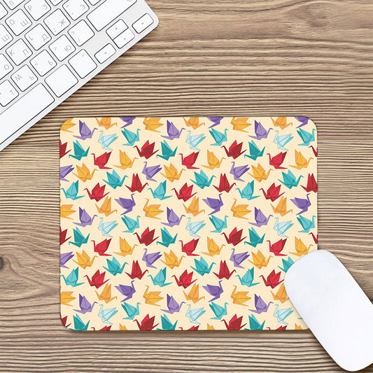 Colorful Origami Crane Pattern Print Mouse Pad