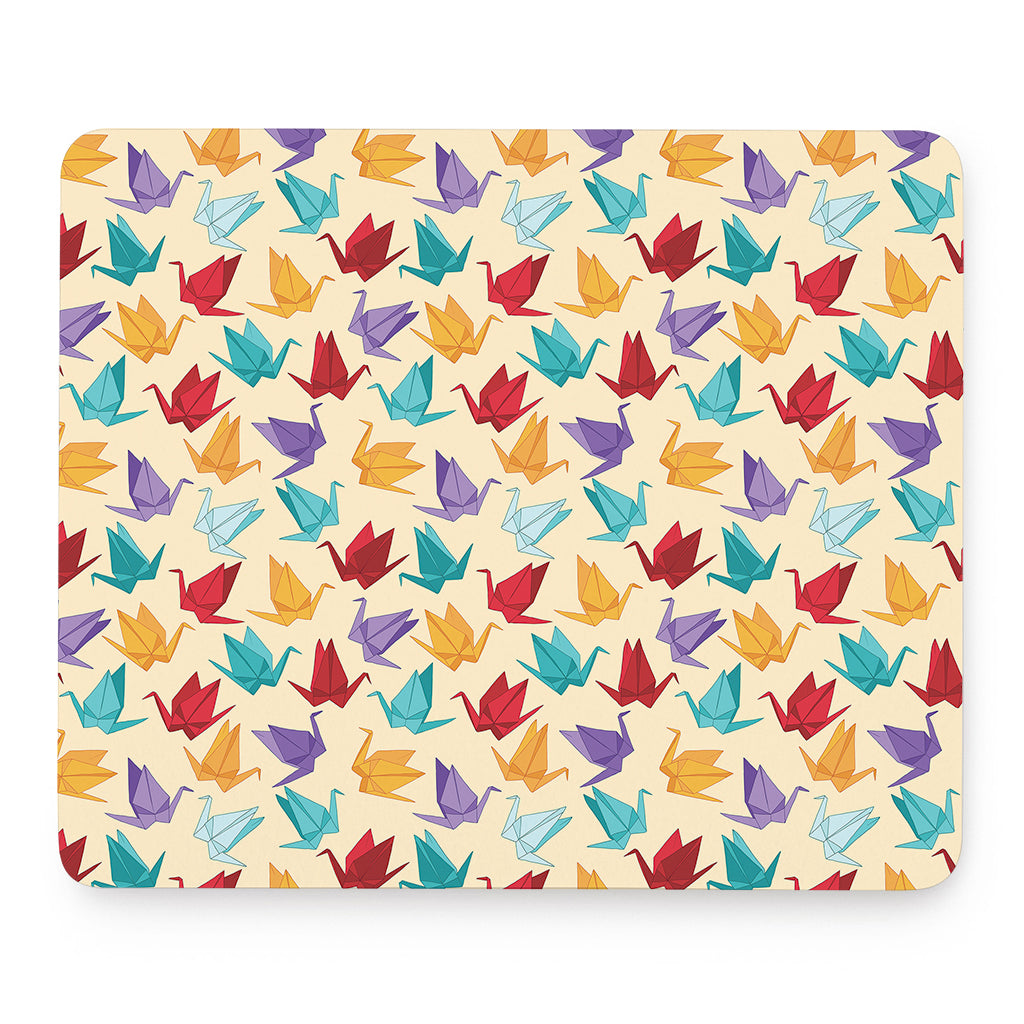 Colorful Origami Crane Pattern Print Mouse Pad