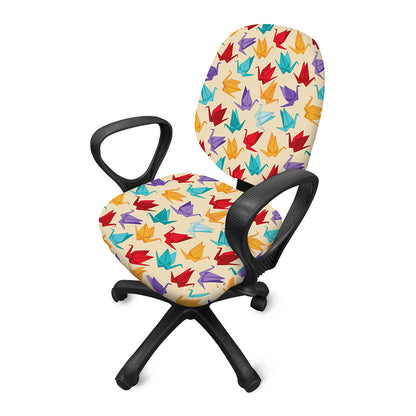Colorful Origami Crane Pattern Print Office Chair Cover