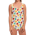 Colorful Origami Crane Pattern Print One Piece Swimsuit