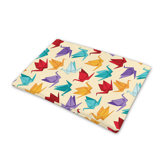 Colorful Origami Crane Pattern Print Pet Cooling Mat Cover