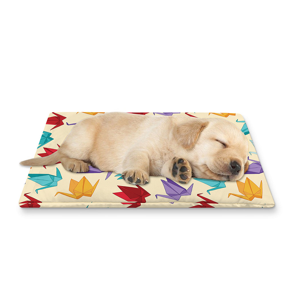 Colorful Origami Crane Pattern Print Pet Cooling Mat Cover