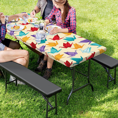 Colorful Origami Crane Pattern Print Picnic Table Cover
