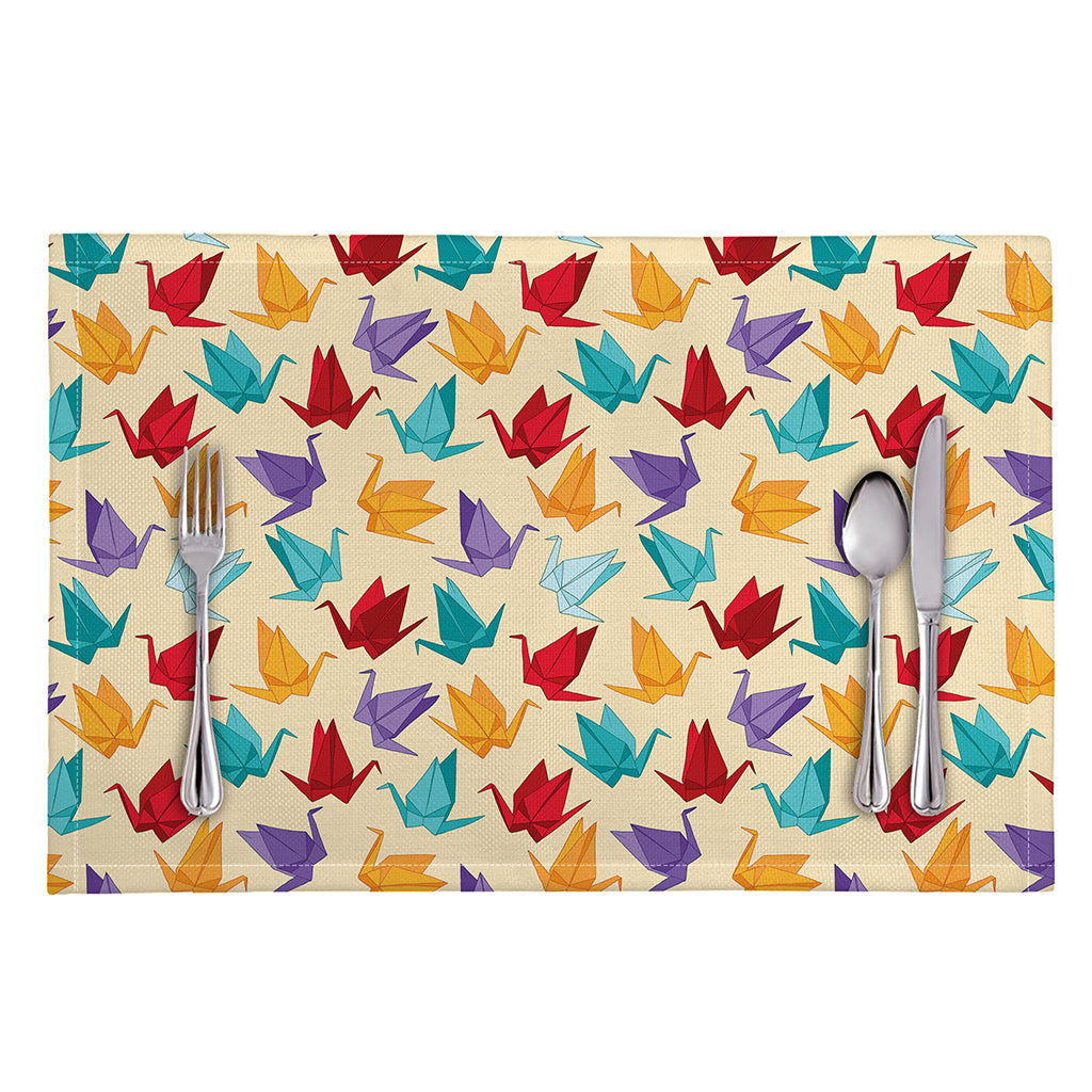 Colorful Origami Crane Pattern Print Placemat