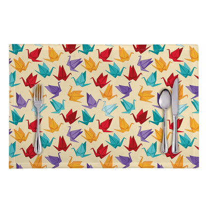 Colorful Origami Crane Pattern Print Placemat