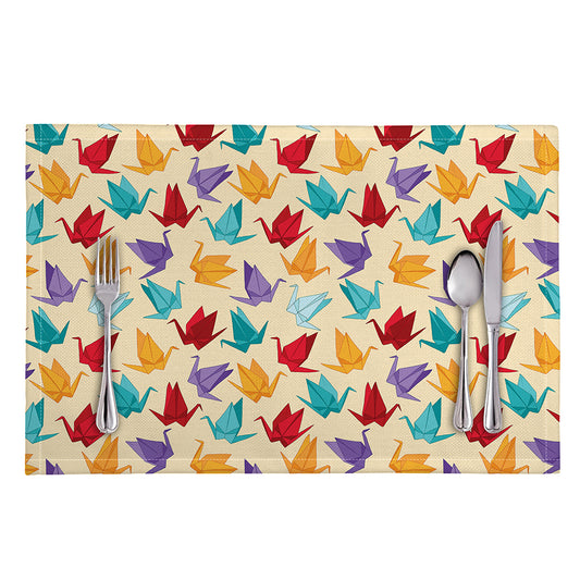 Colorful Origami Crane Pattern Print Placemat