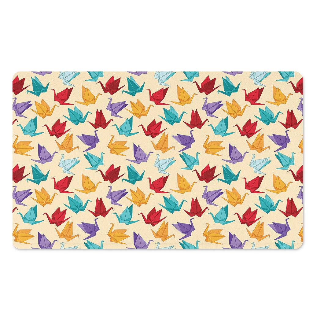 Colorful Origami Crane Pattern Print Polyester Doormat