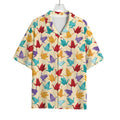 Colorful Origami Crane Pattern Print Rayon Hawaiian Shirt