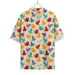 Colorful Origami Crane Pattern Print Rayon Hawaiian Shirt