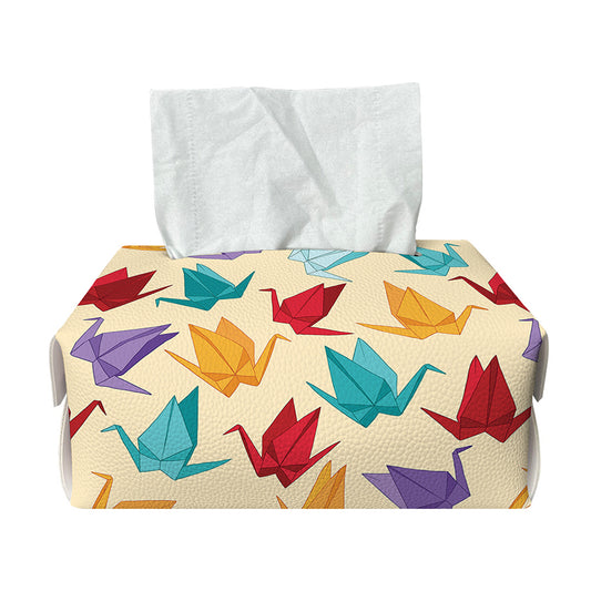 Colorful Origami Crane Pattern Print Rectangle Tissue Box Cover