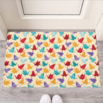 Colorful Origami Crane Pattern Print Rubber Doormat