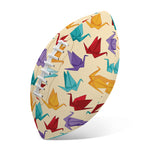 Colorful Origami Crane Pattern Print Rugby Ball