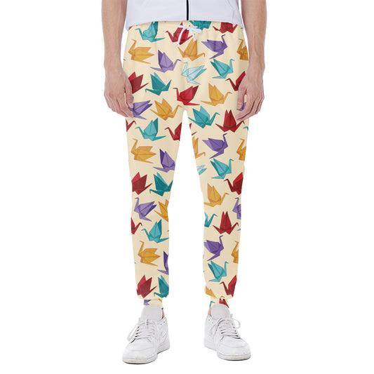 Colorful Origami Crane Pattern Print Scuba Joggers